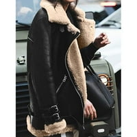 Dyfzdhu zimski kaputi za žene Trendi podstavljeni obloženi kratki kaput topla rever motorna jakna