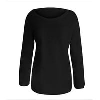 Hueook dukseri za žene plus veličine okrugli vrat Tisak boja dugih rukava majica modni casual pulover
