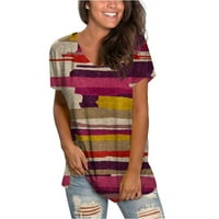 Ženska plus veličine Henley majica V-izrez s kratkim rukavima od tiskanih bluza TUNIC TURINS S