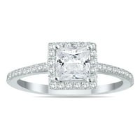 Ženska AGS certificirana Carat TW Princess Cut Diamond Halo Angažman prsten u 14k bijelo zlato