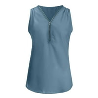 Dyegold Womens Tops Plus size Košulje s rukavima Summer Casual Chiffona Polu patentni zatvarač V izrez