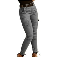 Ženske hlače visokog struka Hlače Ležerne prilike za teret za teretni umor sa džepovima sa zatvaračem