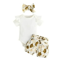 Toddler Baby Girls Outfits Postavite kratke rukave TOP Cvjetni kratke hlače Summer Vanjski povremeni