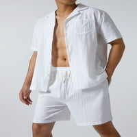 Muške ljetne odjevne odjeće set set pune boje dolje majica labave elastične kratke hlače postavljene