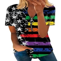 Žene Ljeto vrhovi Američka zastava Majica Kratki rukav majica Ladies casual pulover plaža Tee Style