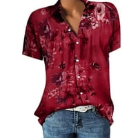 Košulje za žene vrhove za žene Dugme Down Moda Casual Majica s kratkim rukavima Bluza Cvjetni print