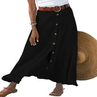HAITE WOOD A-line Flowy Midi suknja Boho prorez suknje na plaži Swing ruffle suknja
