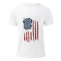 Clearice Muške košulje 4. jula Teers American Flag Print Pulover Kratki rukav Majica Tee Majice Bijela
