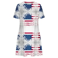 Leesechin ponude ženske suknje Dan neovisnosti Ljetna uz more Američka zastava plus veličina tiskana haljina s kratkim rukavima na klirensu