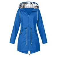 Pyju Plus Veličina kišni kaputi za žene na klirensu, vodootporna kapuljača s kapuljačom prugasta obložen