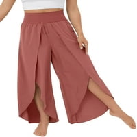 Luxplum žene joga hlače elastične struk široke noge hlače u boji Palazzo pantalone labavi fit dno plaže