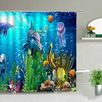 Romantični par dupinski tuš za tuširanje Slatka okeanska životinjska tropska riba Dječje kupatilo dekor vodootporna krpa set