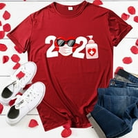 Ženski modni dan zaljubljenih Ispisuje O-izrez kratki rukav Top košulja za kornjače za ženu za žene