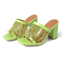Ženske sandale Chunky visoke pete perje seksi ljetne papuče Ležerne prilike fluorescentne zelene cipele