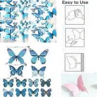 Yirtree Vibrant dvostruka krila 3D leptir zidne naljepnice naljepnice Diy Art zanatski ukrasi za Windows