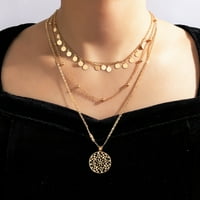 Ogrlica šuplje okrugli privjesak nakit Pribor Legura modnih slojeva Choker ogrlica za žene