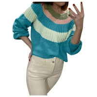 FVWitlyh Slatki džemperi Žene prevelizirani tunirani džemperi Fall Slouchy dugih rukava rebrasti pleteni