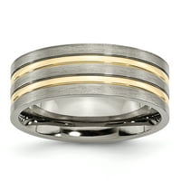 Titanium brušene žutog pozlaćene vedbene venčane prsten veličine 7. Man modni nakit za tatu muške poklone