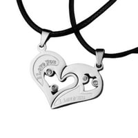 Privjesak za srce Jednostavni titanijum čelik Love Rhinestone Par Clavicle ogrlica za dan zaljubljenih