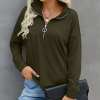 Podplug ženski pulover TOP COULSAL Zip pulover ovratnik dugih rukava dugim rukavima Čvrsta aktivna odjeća