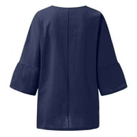 PBNBP posteljine za žene plus veličine obične boje Crewneck rukav ležerna majica Ljetni labavi fit bluze