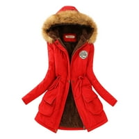 Ženski topli zadebljani kaput topla trendy zimska tanka modna oblogana kapuljača sa kaputa za kaput