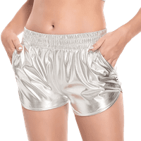 Biekopu sjajni metalni rave plijen plesne kratke hlače za žene elastične struke sjajne vruće hlače joga
