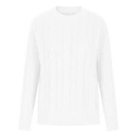 Košulje s dugim rukavima za žene Dressy modni dugi rukav V-izrez Pulover pune boje casual bluza bijela