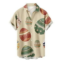 Muška majica za uskrsnu majicu Smiješne tisak Majica kratkih rukava Lapl Dugme Down Pocket Beach Majica