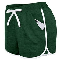 Ženske kratke hlače Atletski visoki struk joga hlače zavoj elastični struk casual kratke hlače zelena