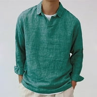 Zunfeo Muške ležerne moderske majice Ljeto opušteno Potporani vrhovi Comfy bluza s dugim rukavima za svakodnevnu - zelenu veličinu m
