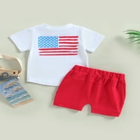 Musuos 4. jula Baby Boy USA kratki rukav retro američka košulja za staze za kratke hlače