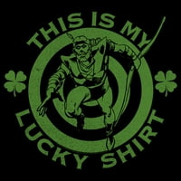 Juniorna liga Justice League St. Patrick's Green Arrow Ovo je moja srećna majica Grafički tee crni veliki