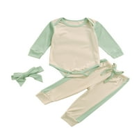 Qiylii Outfits bebe, blok u boji ROMper + hlače + trake za glavu