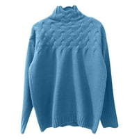 Pedort Womens Crewneck džemperi dugih rukava Duks dugih rukava Casual Loot Fit Ribded pleteno pulover nebo plavo, l