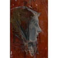 Ladislav Mednyánszky Black Modern Framed Museum Art Print pod nazivom - Studija ženske glave s profila