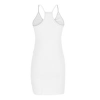 FINELYLOVE Ljetne haljine Petite ljetne haljine V-izrez s čvrstim omotačem bez rukava bijeli