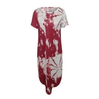Ženski džep kratkih rukava Ležerne cvjetne tiskarske plaže Long Maxi Labava haljina