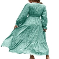 Avamo žene Maxi haljine dugih rukava swing-haljina polka točkice haljina dame seksi zabava svijetlo