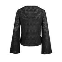 Ženski modni džemperi za žene plus veličine pleteni V-izrez izdubljeni izrezani vučni rukavi džumper