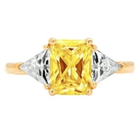 2.82ct smaragdni rez žuti simulirani dijamant 14k žuti zlatni gravirajući izjavu godišnjica Angažman