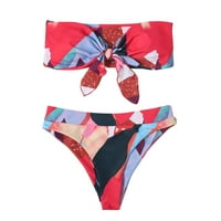Zkozptok Ženski kupaći kostim Atletik Dvije kupalište Beach Bikini V-izrez Swimress Print Tropical Backlex
