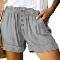 Ženske kratke hlače na plaži Čvrsta boja Bermuda kratke hlače High struk Lounge Ljetne kratke hlače sa džepovima svijetlo sive S