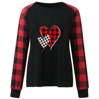 Žensko srce Print Valentinovo Dukserica boja COLORBLOCK s dugim rukavima Košulja Slatki povremeni labavi pulover