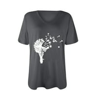 Ženske vrhove Scoop vrat Ženska bluza Modni grafički otisci Ljetne kratke rukave T-majice Tunic TEE