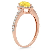 1.32ct kruška od žuto simulirani dijamant 14k godišnjica ruža zlata za ruže HALO prsten veličine 6