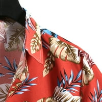 Lyinloo muškarci Havajska majica kratkih rukava od tiskanog ljetnog casual gumba dolje majice crveni
