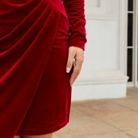 Jesenske haljine za žene Ženski dugi Wleeve V izrez Tanke visoke rukavice s retro haljinama Žene haljine