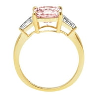3CT Asscher Cut Pink Simulirani dijamant 18k žuti zlatni gravirajući izjavu Godišnjica angažmana vjenčanja