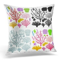 Bijela doodle šarenog podvodnog koralnog grebena dizajna za vaš morski riblji jastučni jastučni jastučni